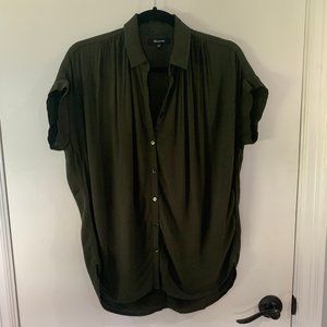 Madewell Drapey Central Shirt XXS Dark Green🌲 🥬